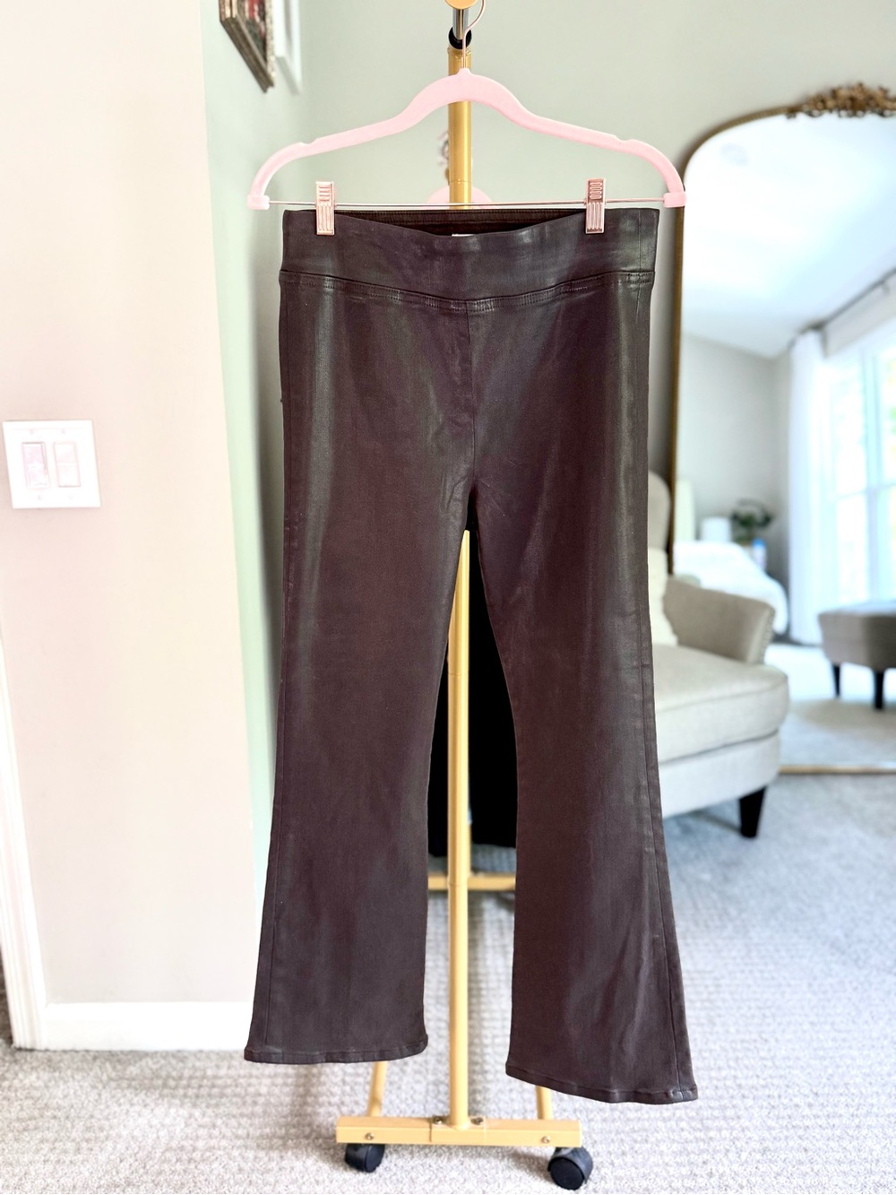 FRAME Jetset Cropped Flared Pants in Espresso - Coated Size 30-34 - Picture 4 of 9